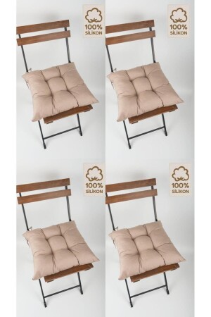 4'lü Dekoratif Pofidik Sandalye Minderi Bağcıklı Kahverengi 40x40 - 1