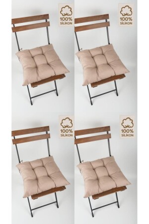 4'lü Dekoratif Pofidik Sandalye Minderi Bağcıklı Kahverengi 40x40 - 1
