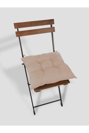 4'lü Dekoratif Pofidik Sandalye Minderi Bağcıklı Kahverengi 40x40 - 5