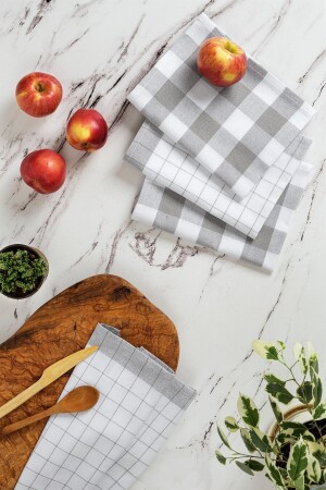 4'lü Gri Kurulama Bezi - Açık Gri Beyaz Pamuklu Bez - Dayanıklı Ve Çok Amaçlı - Denizli Concept