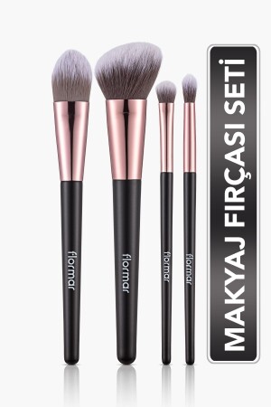 4'lü Makyaj Fırçası Seti (Allık-Fondöten-Far-Crease) - Makeup Brush Set - 012 - 8690604597772 - 1