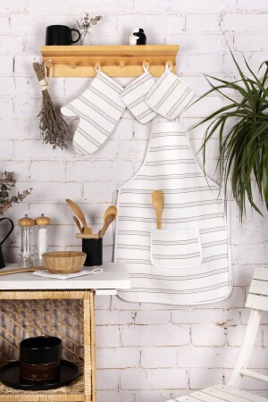 4’lü Mutfak Çeyiz Seti ; Mutfak Önlüğü - Fırın Eldiveni Ve Tutacak Takımı - Morlay