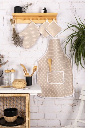 4’lü Mutfak Çeyiz Seti ; Mutfak Önlüğü - Fırın Eldiveni Ve Tutacak Takımı - Morlay