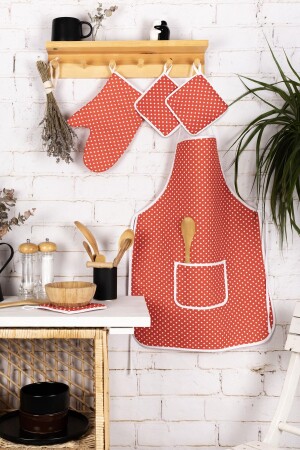 4’lü Mutfak Çeyiz Seti ; Mutfak Önlüğü - Fırın Eldiveni Ve Tutacak Takımı - Morlay