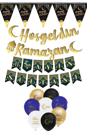 4lü Ramazan Süsleme Seti Hoşgeldin Ramazan Yazı Dini Islami Ramadan Banner Oda Mekan Iftar Balon Süs - 1