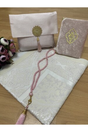 MNZ-4- Piece شناتك كيس هدية دودي ياسين تسبيخ صلاة سجادة مجموعة 70 × 110 - AYHANHOME