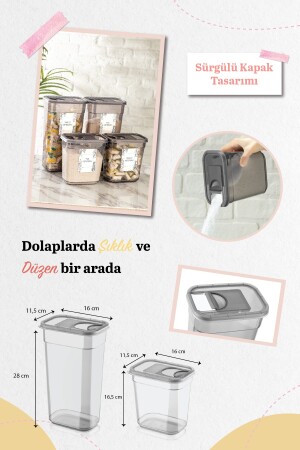 4'lü Sürgülü Kapaklı Toz ve Tablet Deterjan Saklama Kutusu - Etiketli Banyo Düzenleyici 2Lt-3,2Lt MCH-908 - 3