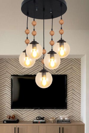 منى-موني 5-قطعة صناديق سوداء عسل زجاجية حبة الأطفال غرفة المعيشة غرفة المعيشة الشنائر الخشبية 01550 - Taşcan Aydınlatma