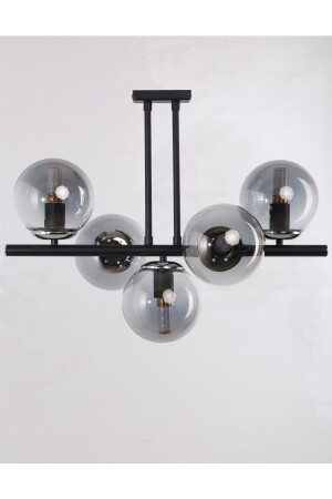 منز-يولكن 5-قطعة سوداء كروم مزققة من الزجاج المدخن شمعة 20220230003 - MŞ Aydınlatma