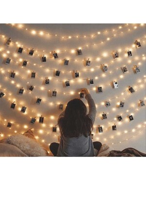 م.ن.ز-جني أدى الضوء 5 متر بطارية صفراء تعمل 25 قطعة صغيرة الملابس نيل الميلاد - Parti Dolabı