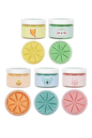 منز-طبيعي لعب الخبز 5 قطع بستيل لون مجموعة 5x150 جرام بون-5-بستيل - Bonnie Play Dough