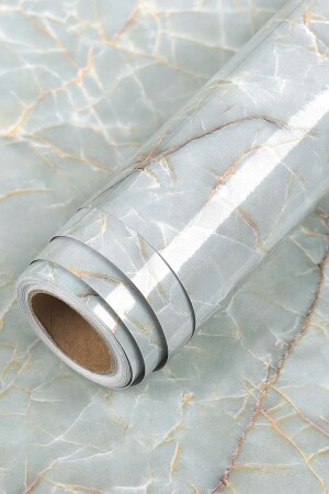 م.ن.ز-غراي 5م.ت. × 60 سم طاولة مرمري نمط طاولة مطبخ مضاد للماء ملصقة ورق - Buffer