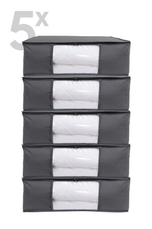 مجموعة من 5 عيارات مع كيس تخزين كبير من النوافذ الأنتراكيت الرمادي 70x50x25 سم VDSYBAD70S5G - Vedsey Home Organizer