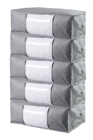 مجموعة من 5 علبة منظمة كيس تخزين كبير الحجم الرمادي 70x50x25 سم VDSYBAD70S5G - Vedsey Home Organizer