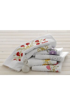 5 Adet 50x90 Nakışlı El Yüz Havlusu BC100641 - Özdilek