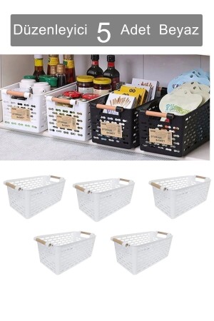 أسطوانات منظمة متعددة الأغراض MNZ-5 مع أداة بلاستيكية - الخزانة والجرافة وسلة منظمة الحمام - Krm Home