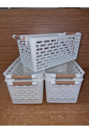 5 Adet Çok Amaçlı Plastik Tutacaklı Organizer Sepet - Dolap Içi & Çekmece Düzenleyici Sepet - Beyaz SPT005 - 3