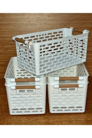 5 Adet Çok Amaçlı Plastik Tutacaklı Organizer Sepet - Dolap Içi & Çekmece Düzenleyici Sepet - Beyaz SPT005 - 5
