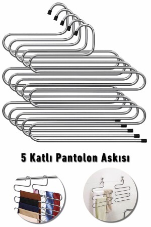 5 Adet Metal Pantolon Eşarp Askısı 5 Katlı 5 Adet Askı - 1