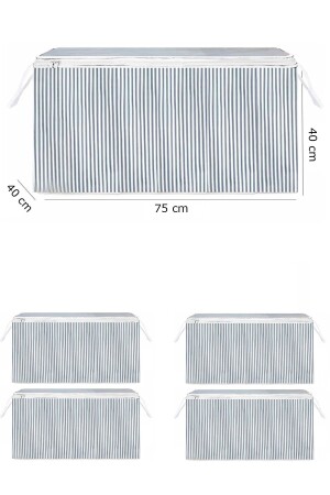 5 Adet - Sandık Tipi Hurç Mini - Çamaşır&kazak Vb. Hurcu 45x40x30 - Leke Tutmaz Çizgili Model - 1