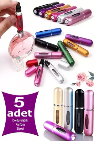 5 Adet Taşınabilir Mini Doldurmalı Parfüm Şisesi Cep Parfümü Seyahat Tipi Çanta İçi 5 ml LGY-00313 - 1