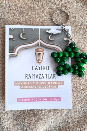 5 Adet Yeşil Yıldız Anahtarlık - Ramazan Hediyesi - Konsept Hediye - 5