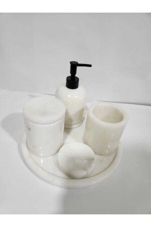 مجموعة حمام من المرمور الأبيض 5 قطع مجموعة حمام الأبيض - SARITAŞ