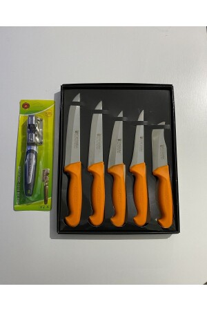 م.ن.ز-سوريوربيسا سكين الجزار الذهبي مجموعة 5 أجهزة + مُحَرِّر السكين - Sürmene