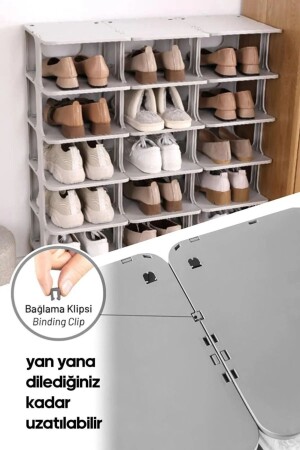 5 Bölmeli Dekoratif Ayakkabılık Düzenleyici Organizer Çoğaltılabilir Terlik Ayakkabı Düzenleyici LGY-00324 - 6