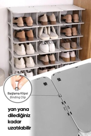 5 Bölmeli Dekoratif Ayakkabılık Düzenleyici Organizer Çoğaltılabilir Terlik Ayakkabı Düzenleyici LGY-00324 - 4