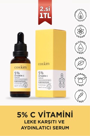 5% C Vitamini Leke Giderici Ve Aydınlatıcı, Antioksidan Cilt Bakım Serumu 5% Vitamin C Serum 30 ml MK011 - 1