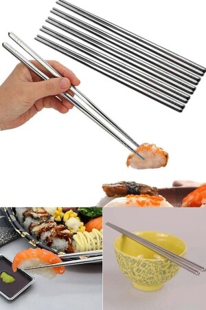 5 Çift Metal Chopstick Paslanmaz Çelik Çin Çubuğu Yemek Çubukları ew-metal çubuk - 2