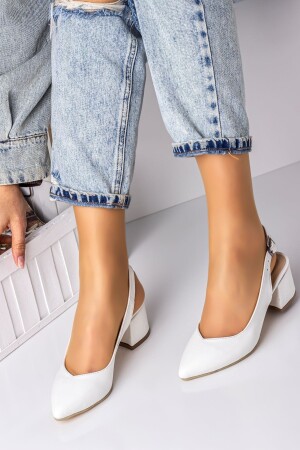 5 Cm Topuklu Bayan Topuklu Ayakkabı-beyaz - 1
