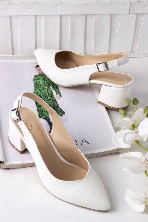 5 Cm Topuklu Bayan Topuklu Ayakkabı-beyaz - 2