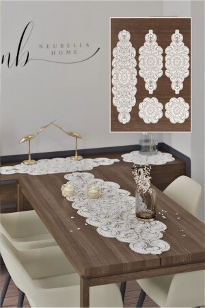 منز داملا 5 قطعة فاخرة ركنة غرفة المعيشة طاولة القهوة طاولة طلاء مجموعة فرنسية ليسة دودي مجموعة Ecru - Neubella Home