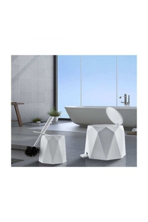 مـنـز بـيـا البلاستيكي 5 لـاتـر قـمامة القمامة و فرشاة المرحاض الجيويـة المجموعة الحمّام - Elif