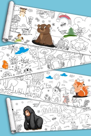 أصدقاء لطيفين من (منز) - مملكة الحيوانات - ورق لون عملاق - طلاء - حجم كبير 5 أمتار طول HA505 - PopŞeker