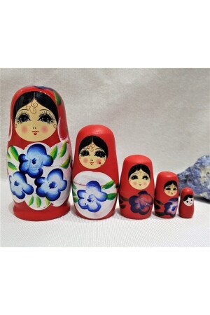 مـنـز الخشبية 5 قطع عـشـة مـتـريوشكا الدمـة الحمراء - Jetcom