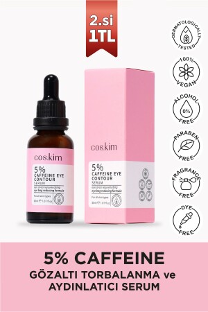 %5 Kafeinli Morluk Giderici Ve Aydınlatıcı Göz Çevresi Serumu 5% Caffeine Eye Contour Serum 30 Ml - 2