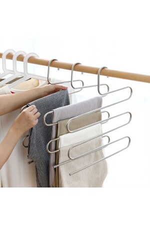 5 Katlı Metal Elbise Askısı - Giysi Pantalon Eşarp Fular Düzenleyici Çok Amaçlı 3 Adet - 3