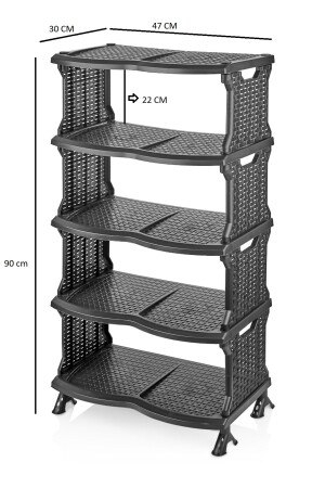 5-lagiges Venüs-Schuhregal aus Rattan in Schwarz – Aufbewahrungsorganisator für Schuharrangements - 4