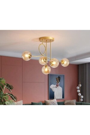 منز جايد فاخرة ملون عصري قديم الجسم العسل الزجاج غرفة المعيشة - المطبخ - غرفة النوم 5 قطعة شمعة LAJ6874 - Fer Avize