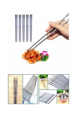 5 Li Paslanmaz Çelik Metal Chopstick GKSY011 - 2