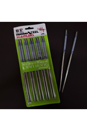 5 Li Paslanmaz Çelik Metal Chopstick GKSY011 - 3