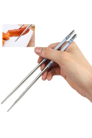 5 Li Paslanmaz Çelik Metal Chopstick GKSY011 - 4