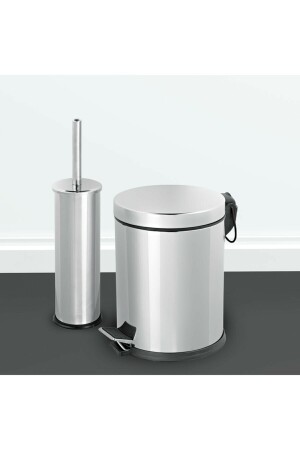 5 Liter verchromtes 2-teiliges Badezimmer-Set, Pedal-Mülleimer, WC-Toilettenbürsten-Set, Badezimmer-Mülleimer SAS-5000-11 - 4