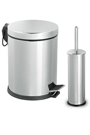 5 Liter verchromtes 2-teiliges Badezimmer-Set, Pedal-Mülleimer, WC-Toilettenbürsten-Set, Badezimmer-Mülleimer SAS-5000-11 - 6