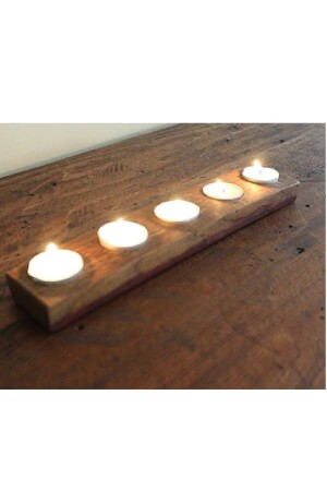 تصميم مزخرف من الخشب من النوافذ 5 حاملات شمعة - Loubrimart