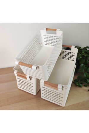 5 Mehrzweck-Organizer-Körbe mit Kunststoffgriffen – Schrank- und Schubladen-Organizer – Weiß SPT005 - 4