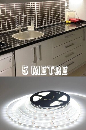 5 Meter weißes LED-Lichtband mit 12-V-Adapter für Küchenschrank - 1